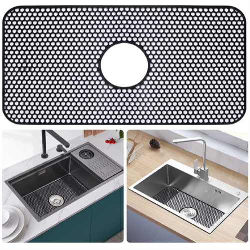 Silicone kitchen single sink mat draining
