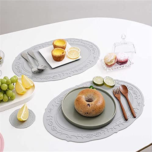 Silicone oval embossed dinner table mats 