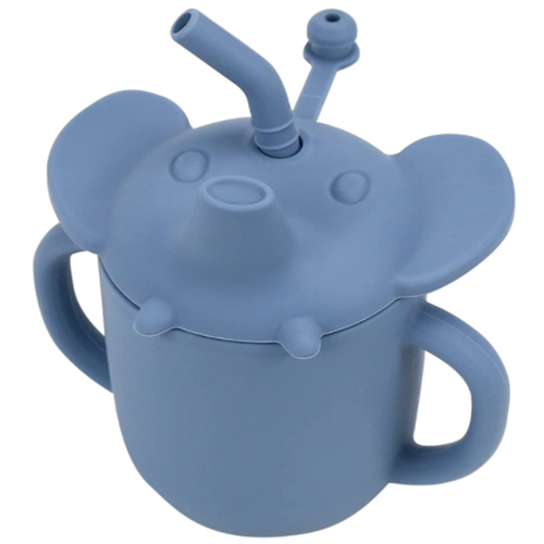 Silicone toddler traning sippy cup with straw lid
