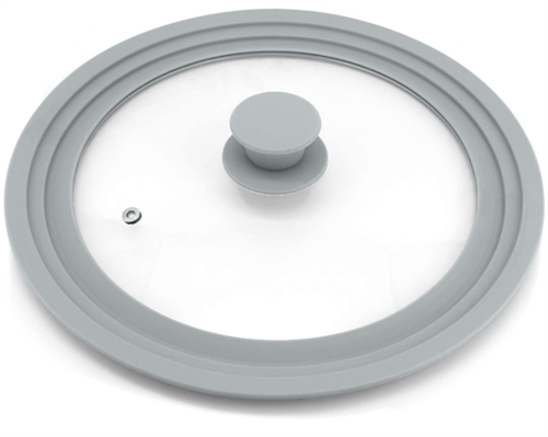 Universal glass lid with silicone rim for pan