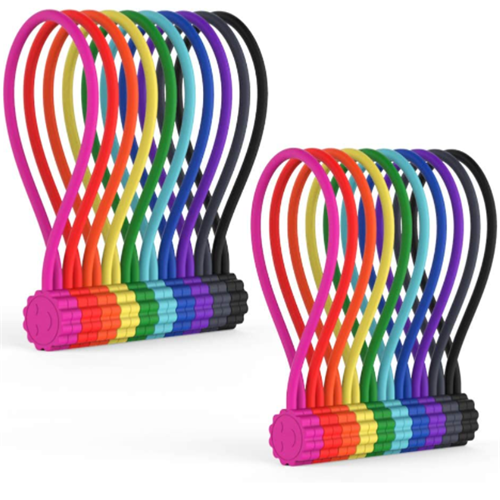 Reusable silicone magnetic cable twist ties