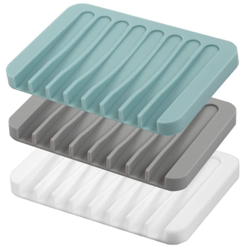 Silicone self draining soap dishes