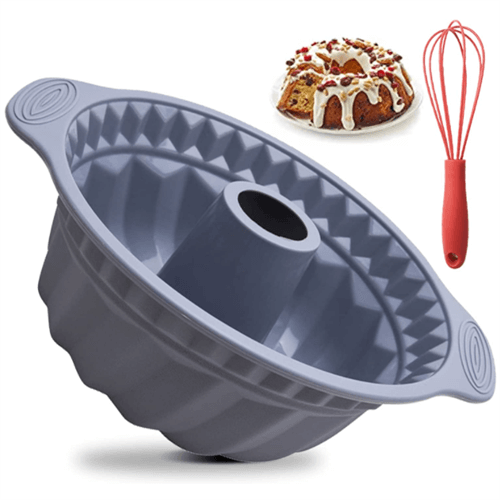 Silicone non-stick fluted cake pans with sturdy handles