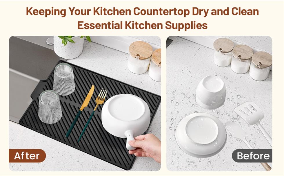 Silicone dish drying mats with draining lip 16*18 inches(图1)